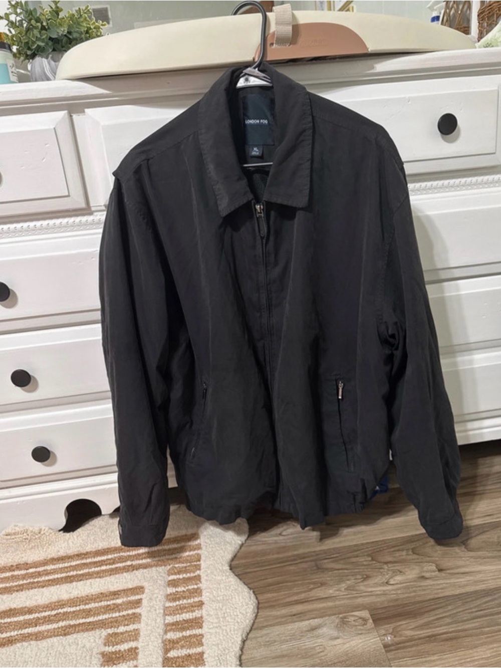 London Fog Men's Black Lightweight Zip Jacket XL